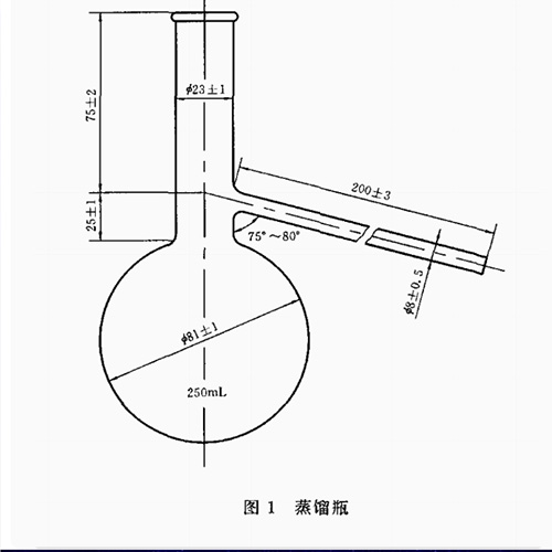 250毫升烧瓶、GB/T18255蒸馏瓶、焦化粘油类产品馏程蒸馏瓶、烧瓶